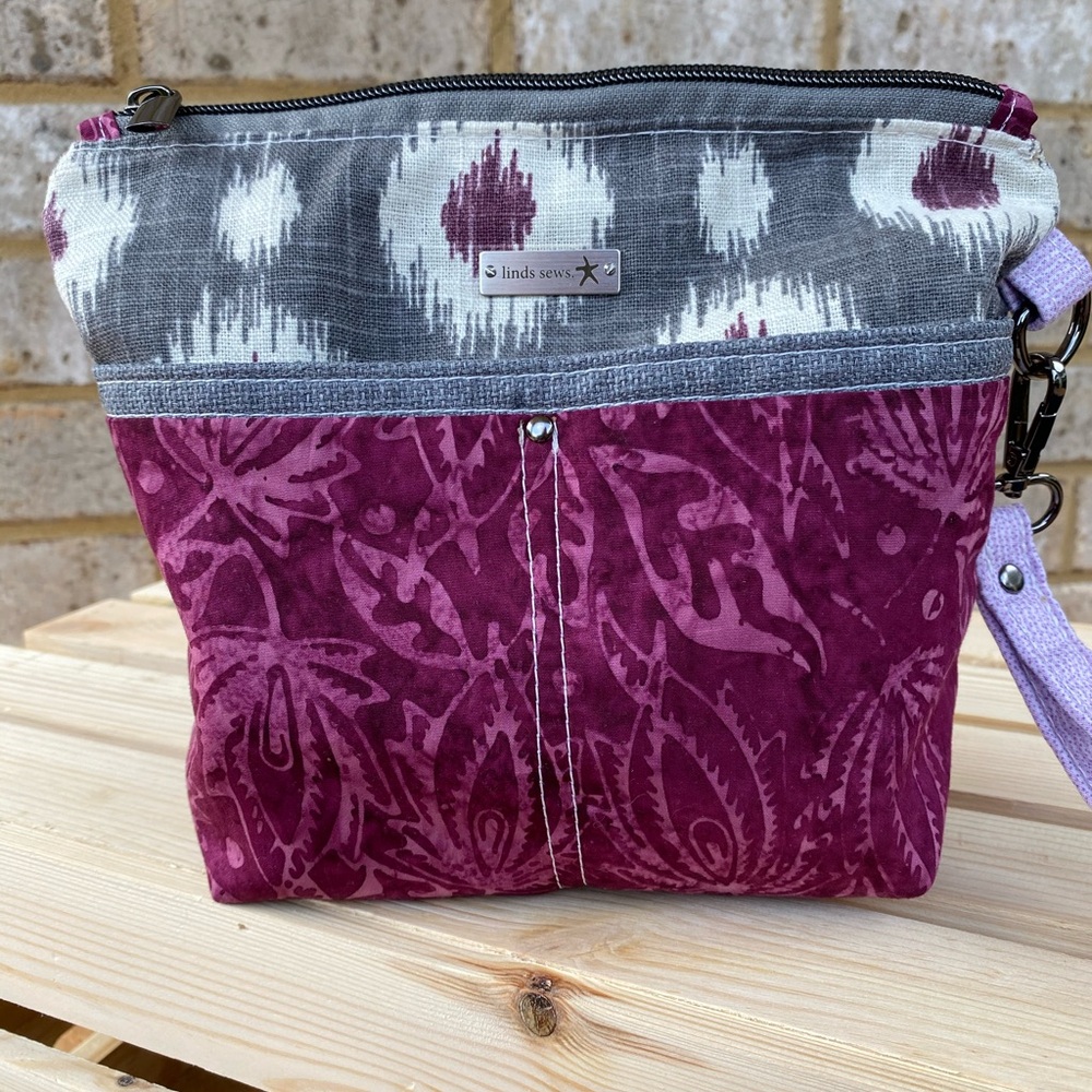Purple and Gray Cosmetic Bag